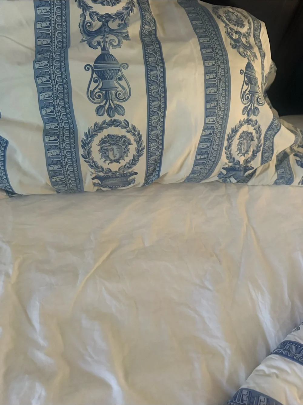 Vintage Gianni Versace Blue Medusa Baroque King Comforter Set